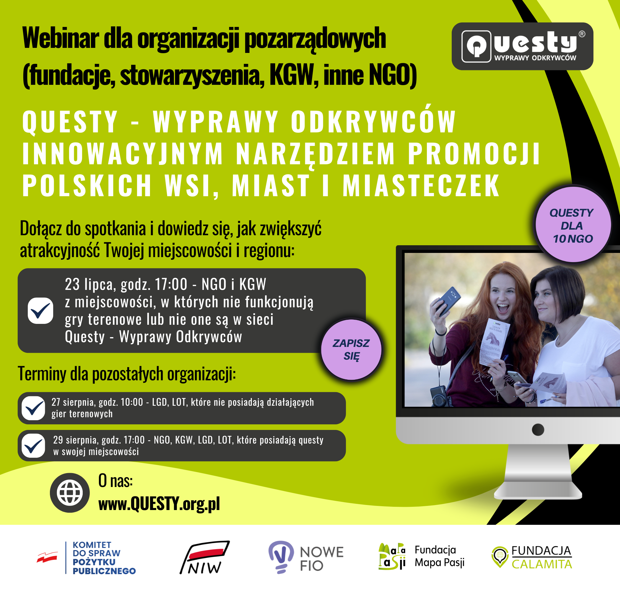 Questy z lokalnymi organizacjami - otwarta rekrutacja na webinar